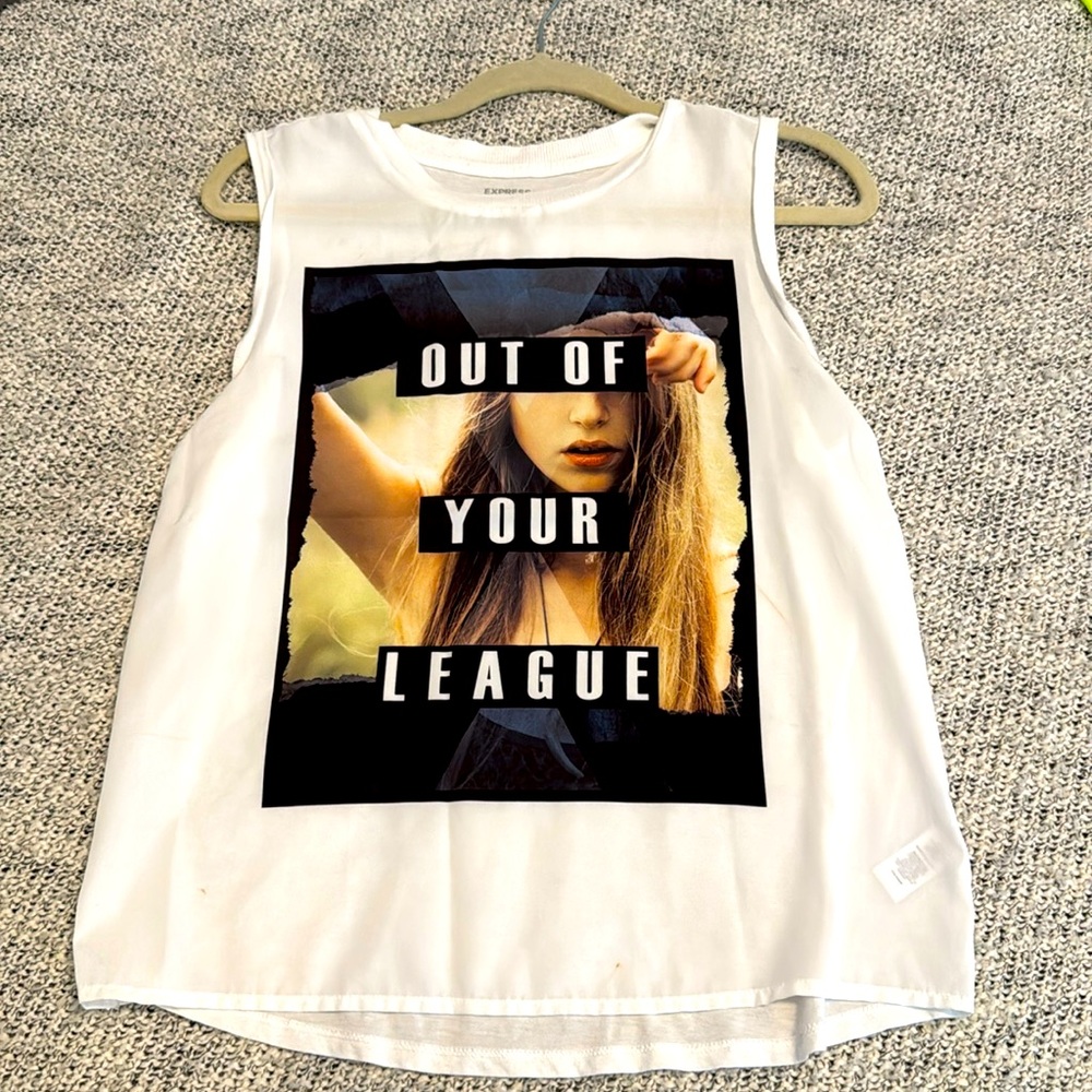 Women's Express size small White Graphic Tank Top